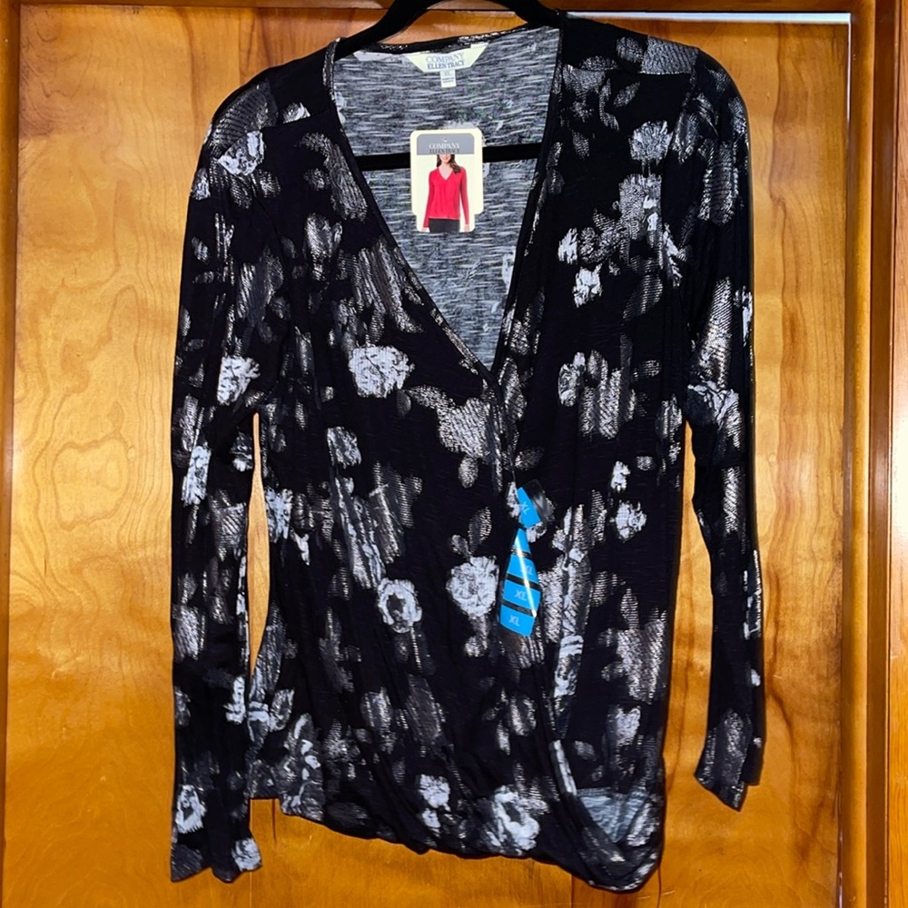 Company Ellen Tracy, floral garden, black and silver